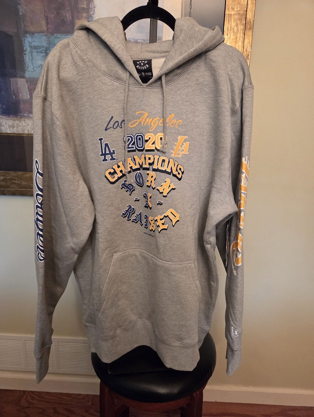 Born x Raised x New Era LA 2020 Champions Hoodie XL Lakers Dodgers Gray NWT